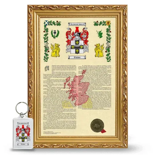 D'arass Framed Armorial History and Keychain - Gold