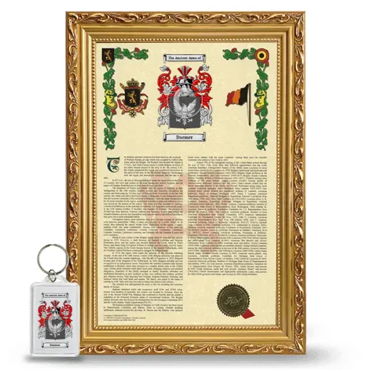 Daemer Framed Armorial History and Keychain - Gold