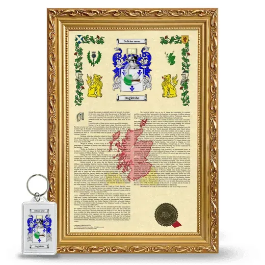 Dagleishe Framed Armorial History and Keychain - Gold
