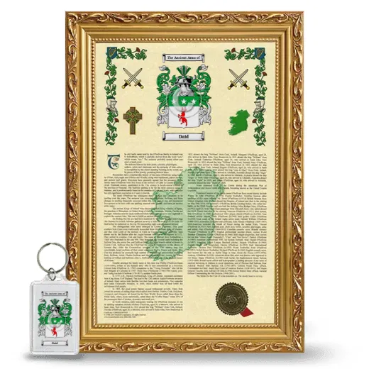 Daid Framed Armorial History and Keychain - Gold