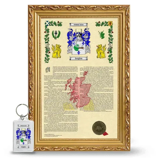 Daigleis Framed Armorial History and Keychain - Gold