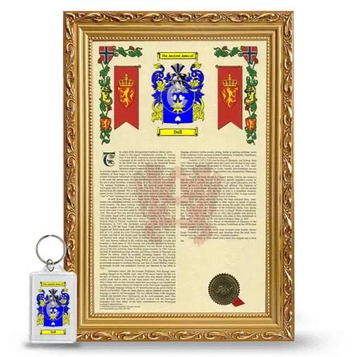 Dall Framed Armorial History and Keychain - Gold