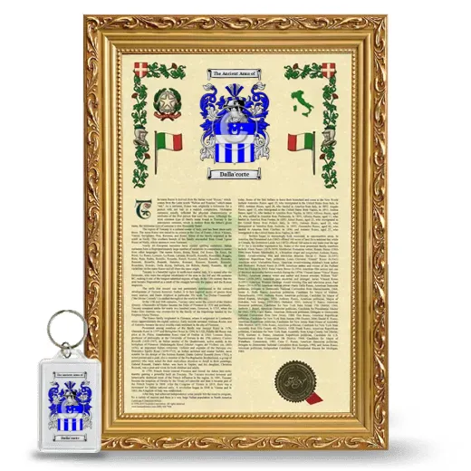 Dalla'corte Framed Armorial History and Keychain - Gold