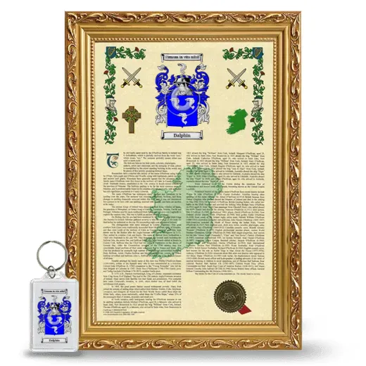Dalphin Framed Armorial History and Keychain - Gold