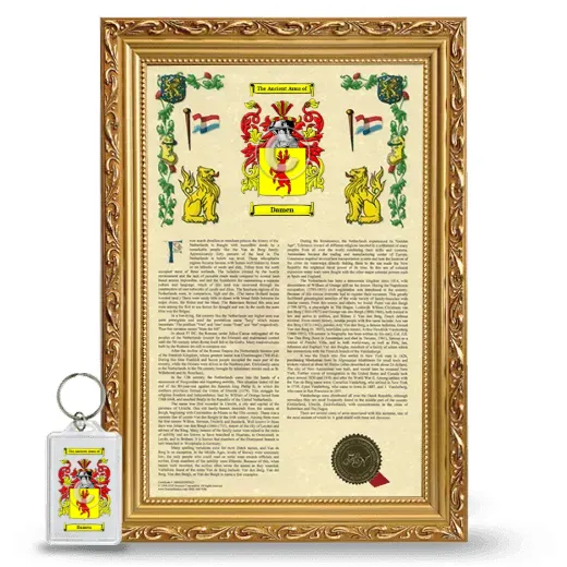 Damen Framed Armorial History and Keychain - Gold