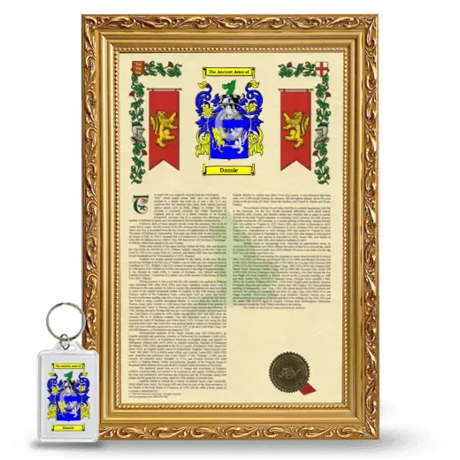 Dansie Framed Armorial History and Keychain - Gold