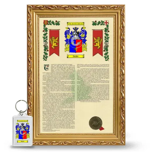 Daries Framed Armorial History and Keychain - Gold