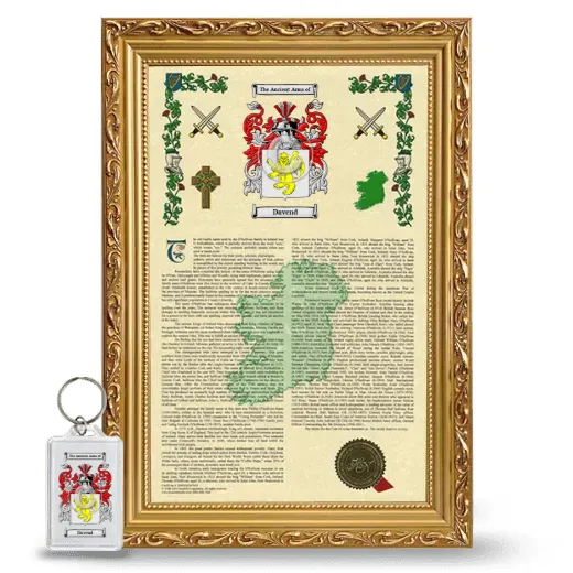 Davend Framed Armorial History and Keychain - Gold
