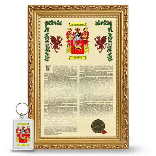 Davidson Framed Armorial History and Keychain - Gold