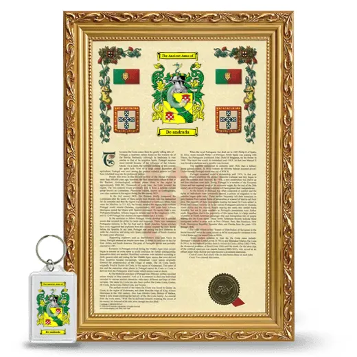 De andrada Framed Armorial History and Keychain - Gold