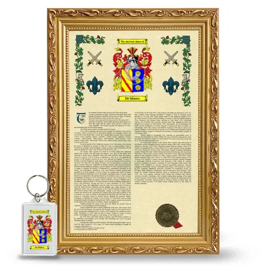 De bloues Framed Armorial History and Keychain - Gold