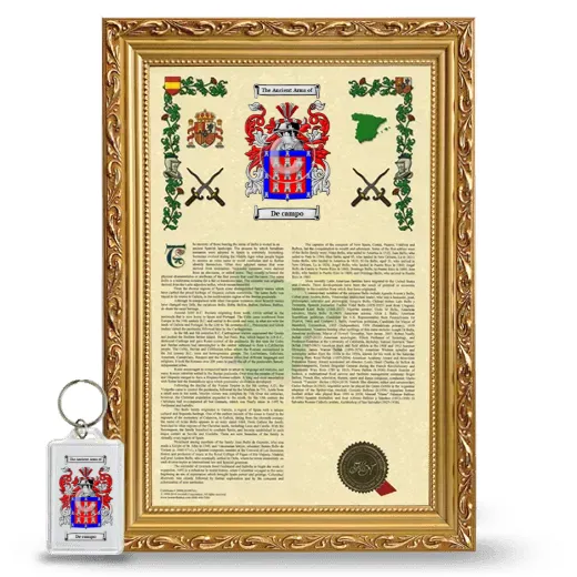 De campo Framed Armorial History and Keychain - Gold