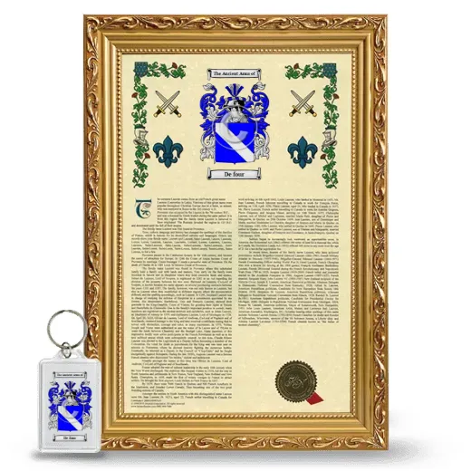 De four Framed Armorial History and Keychain - Gold