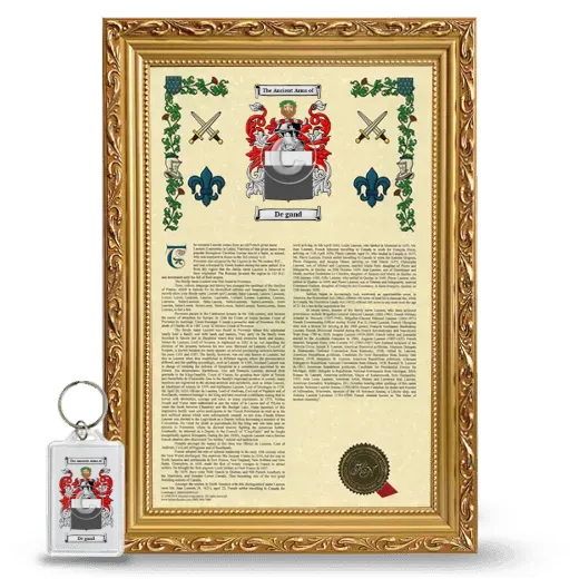 De gand Framed Armorial History and Keychain - Gold