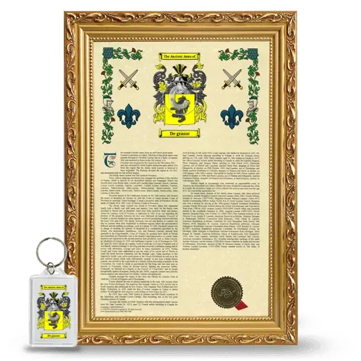 De grasse Framed Armorial History and Keychain - Gold