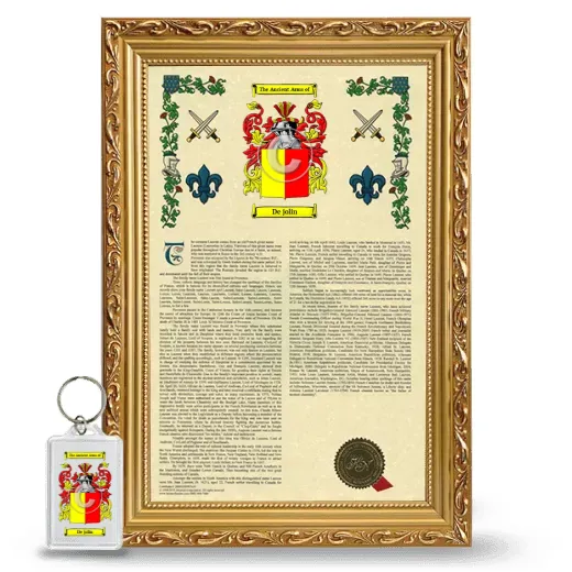 De jolin Framed Armorial History and Keychain - Gold