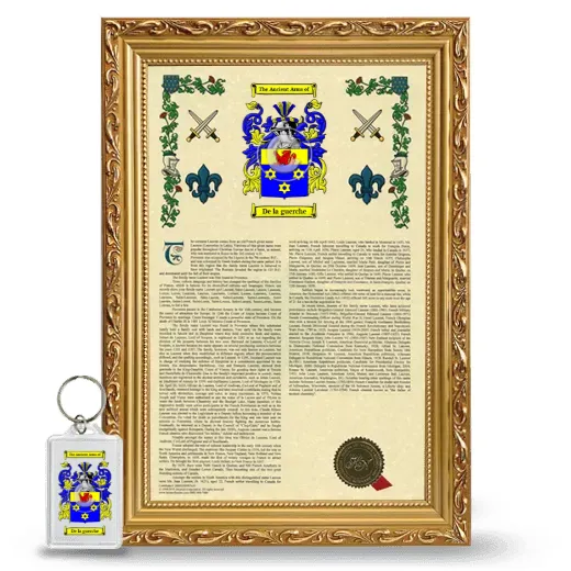 De la guerche Framed Armorial History and Keychain - Gold
