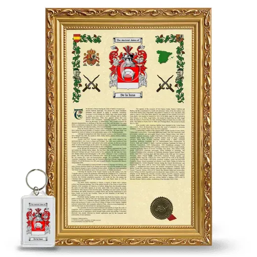 De la luna Framed Armorial History and Keychain - Gold