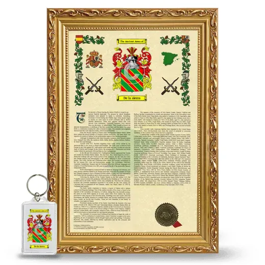De la sierra Framed Armorial History and Keychain - Gold