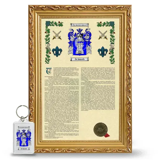De lamoth Framed Armorial History and Keychain - Gold
