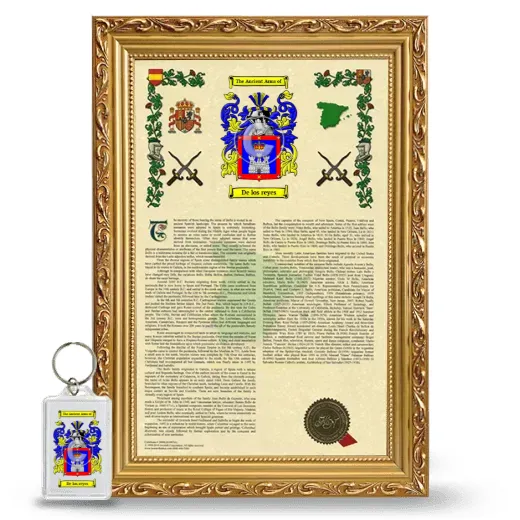 De los reyes Framed Armorial History and Keychain - Gold