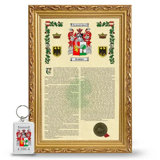 De meyer Framed Armorial History and Keychain - Gold