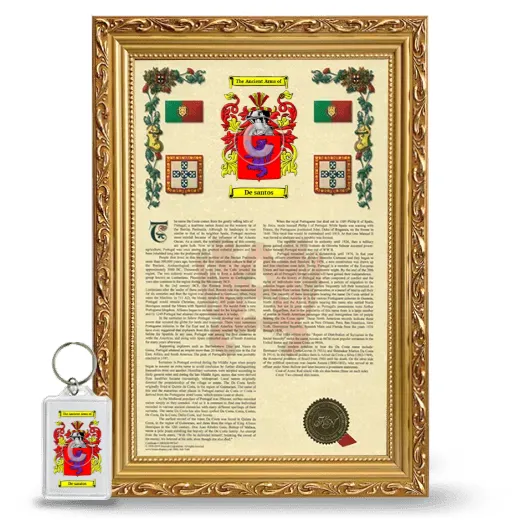 De santos Framed Armorial History and Keychain - Gold