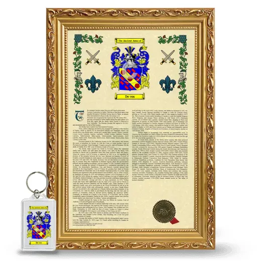 De vos Framed Armorial History and Keychain - Gold