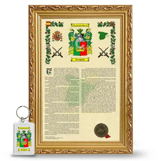 De zepeda Framed Armorial History and Keychain - Gold