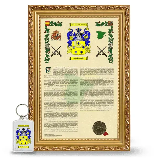 De'alvarado Framed Armorial History and Keychain - Gold