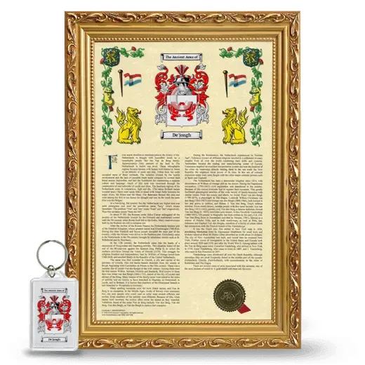 De'jongh Framed Armorial History and Keychain - Gold