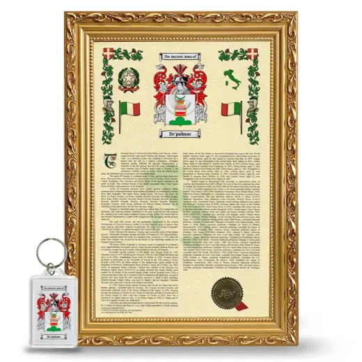 De'palmas Framed Armorial History and Keychain - Gold