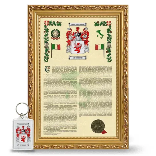 De'simonis Framed Armorial History and Keychain - Gold