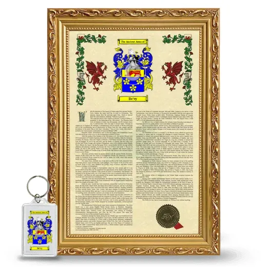 De'vy Framed Armorial History and Keychain - Gold