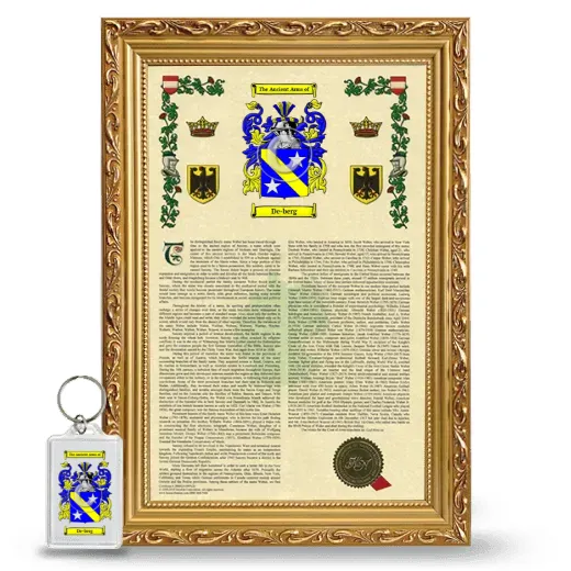 De-berg Framed Armorial History and Keychain - Gold