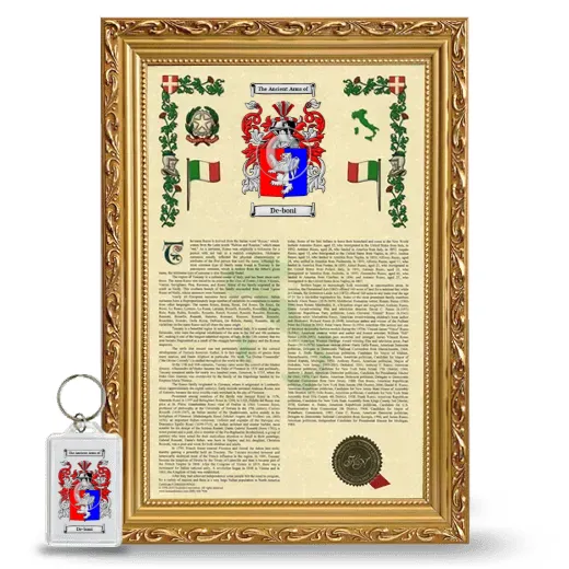 De-boni Framed Armorial History and Keychain - Gold