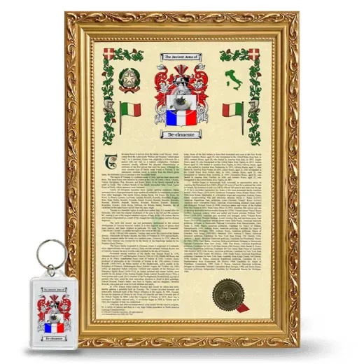 De-clemente Framed Armorial History and Keychain - Gold