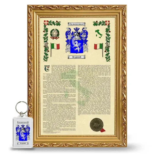 De-grandi Framed Armorial History and Keychain - Gold