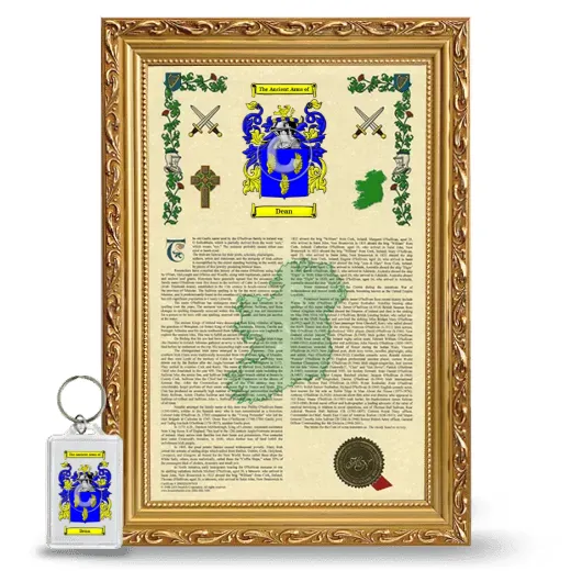 Dean Framed Armorial History and Keychain - Gold