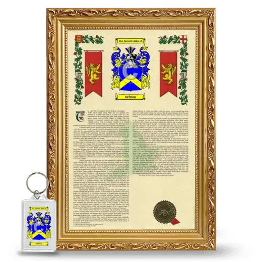 Debron Framed Armorial History and Keychain - Gold