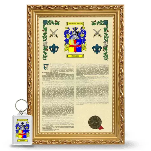 Decaires Framed Armorial History and Keychain - Gold