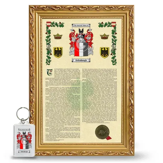 Defenbaugh Framed Armorial History and Keychain - Gold