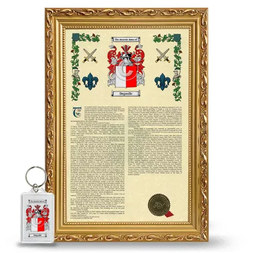 Degaulle Framed Armorial History and Keychain - Gold