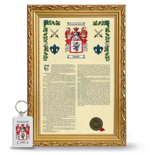 Degrish Framed Armorial History and Keychain - Gold