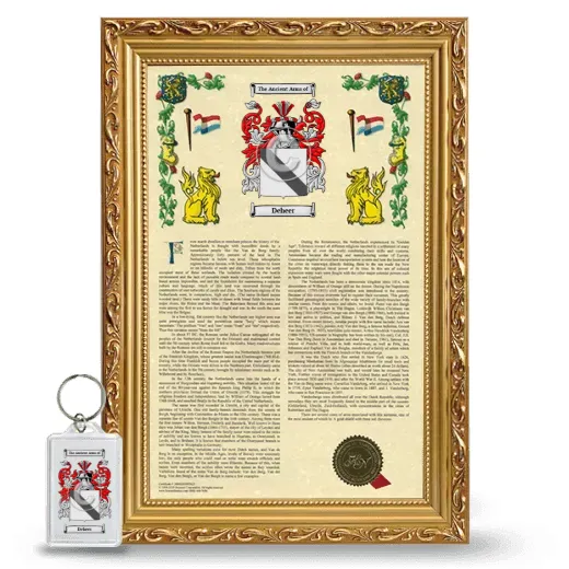 Deheer Framed Armorial History and Keychain - Gold