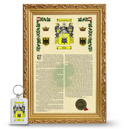 Dehne Framed Armorial History and Keychain - Gold