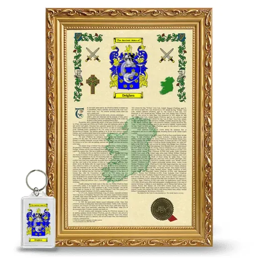 Deighen Framed Armorial History and Keychain - Gold