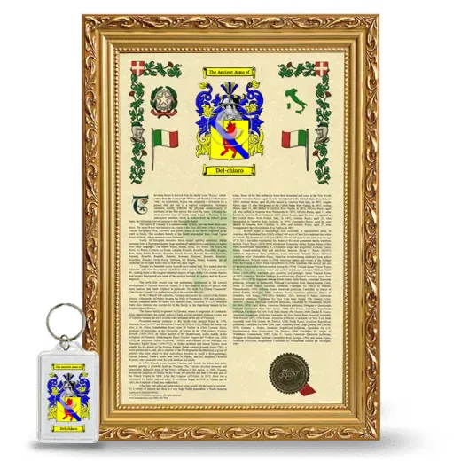 Del-chiaro Framed Armorial History and Keychain - Gold