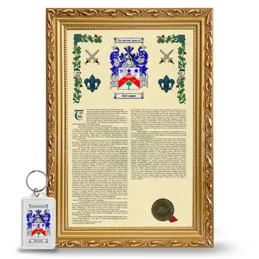 Del-orme Framed Armorial History and Keychain - Gold