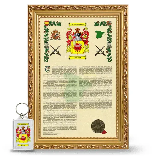 Del-sol Framed Armorial History and Keychain - Gold